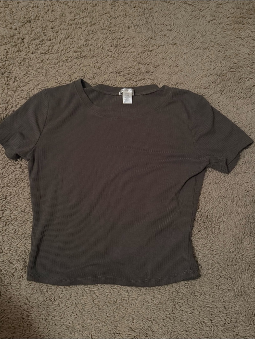 Bozzolo Short Sleeve Ribbed Tee in Charcoal Gray